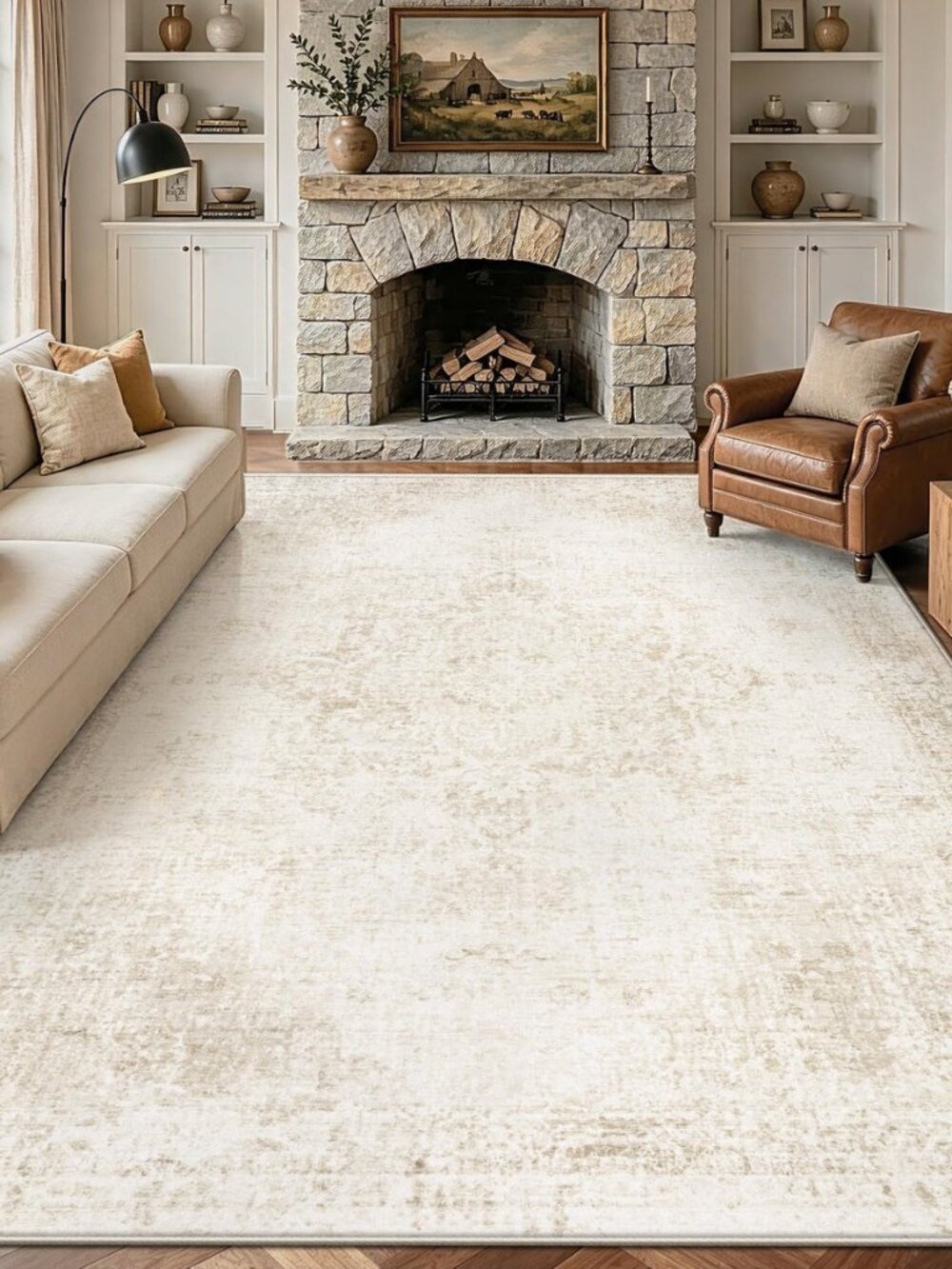 8x10 Area Rugs for Living Room: Washable Vintage Boho Medallion Non Slip Low